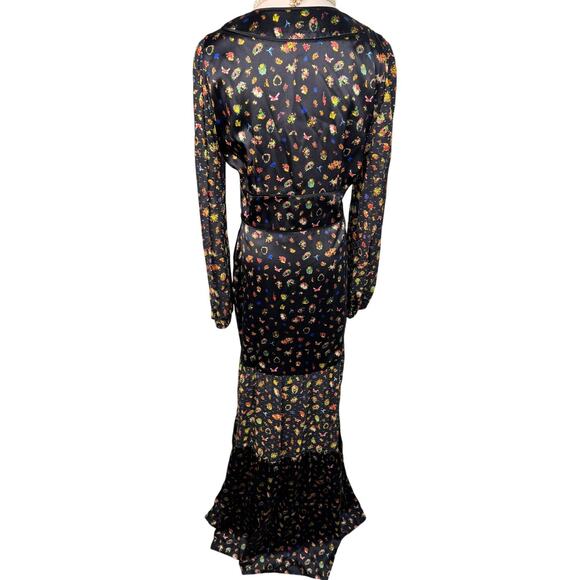 Cynthia Rowley Caroline Tiered Maxi Dress ditsy floral silk black size 8 medium - Picture 11 of 13